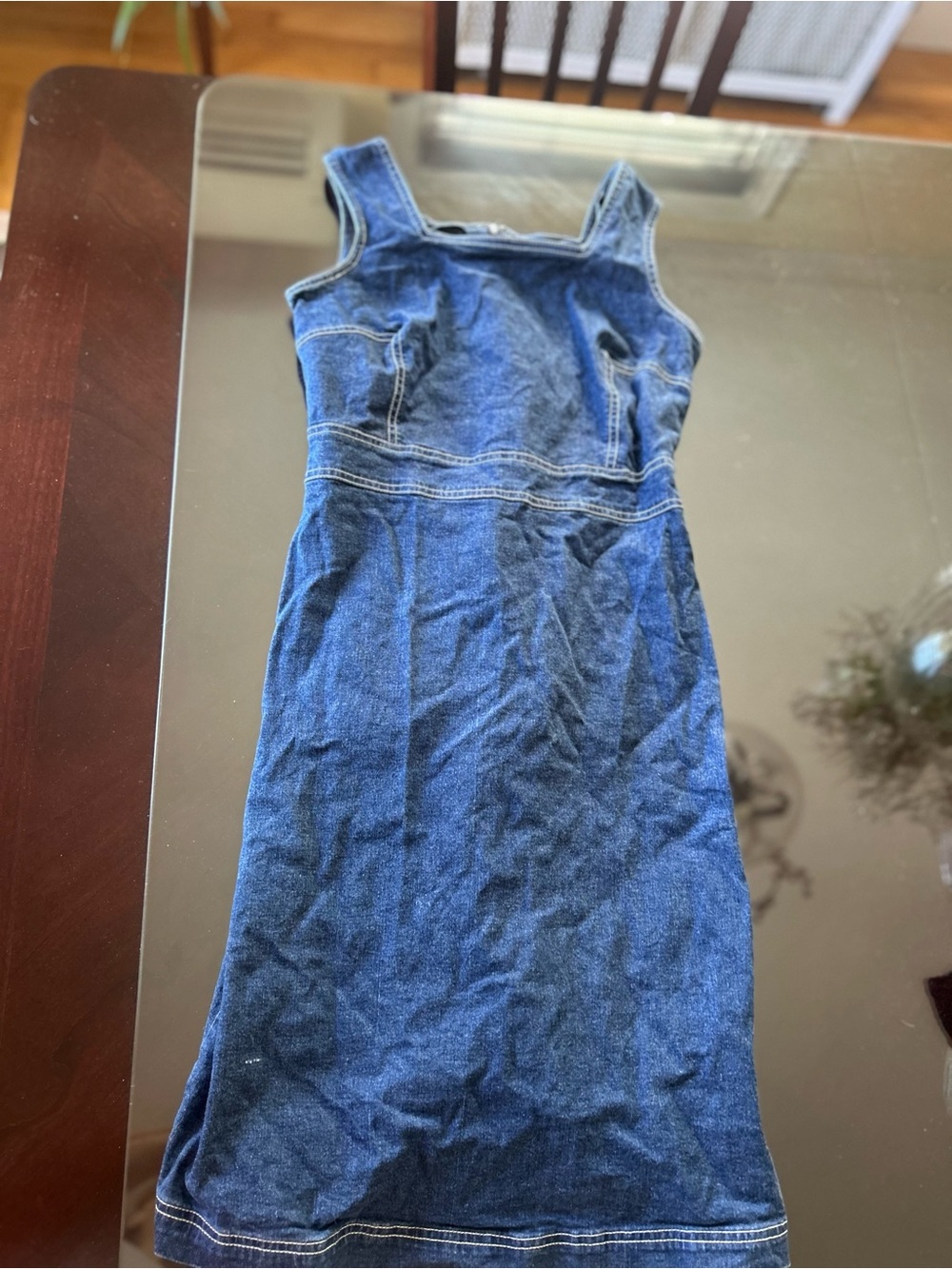 GAP Blue Denim Midi Tank Dress, *distress mark